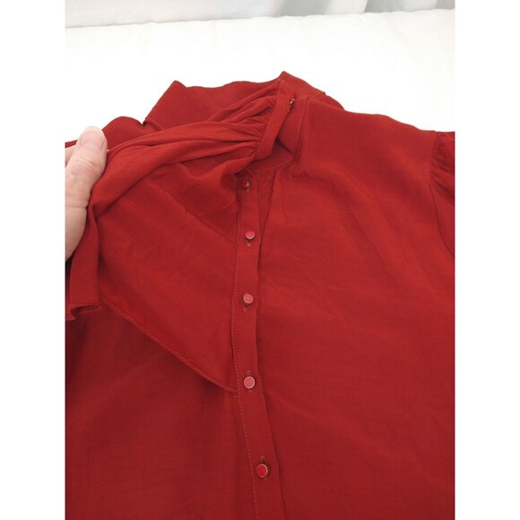 Koton Size EUR 38 (US 6) Sheer Lined Button Up Ruffle Trim Top Orange Rust - Picture 6 of 9